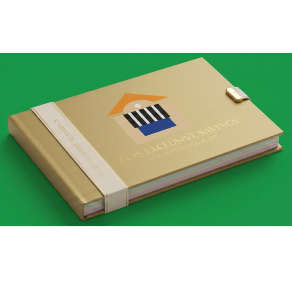 The VIP Coupon Savings book — a leather-cover booklet of additional discounts at participating Lake Buena Vista Factory Stores retailers
